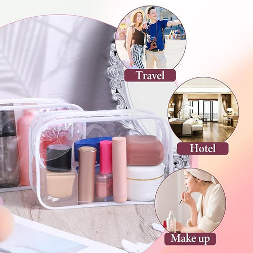 28 Pack Clear Cosmetic Bags Makeup Bags Bulk, Portable Waterproof Travel Toiletry Bag Organizer Plastic Toiletry Carry Pouch with Zipper, for Travel Women Men Bathroom Organizing, 7.1"x 4.7"x 2.4"