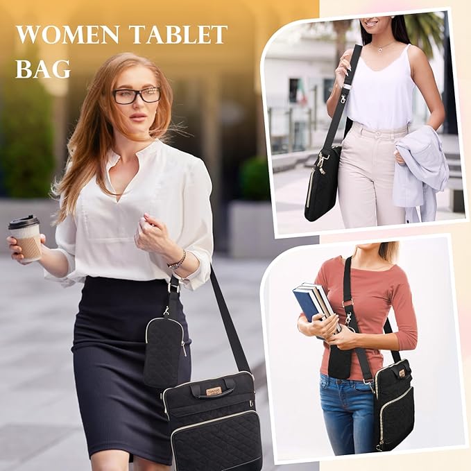 TiMOVO 13 Inch Tablet Sleeve Bag with Shoulder Strap for iPad Air 13" M3 2025, iPad Pro 13", iPad Pro 12.9", Galaxy Tab S9 Plus/S10 Plus/S9 FE+/S9 FE Plus 12.4", Remarkable Paper Pro 11.8", Black