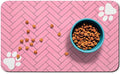 Dog Food Mats,Cat Absorbent Water Bowl Feeding Mats Pet Placemats for Food and Water Pink Wood 16 * 24 inch