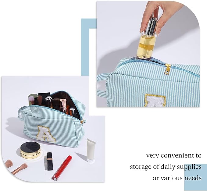 YOOLIFE Gifts for Women Teen Girls Kids - Initial Makeup Bag Cosmetic Case Toiletry Pouch, Birthday Gifts for Women Friends Sister Teacher, Green K
