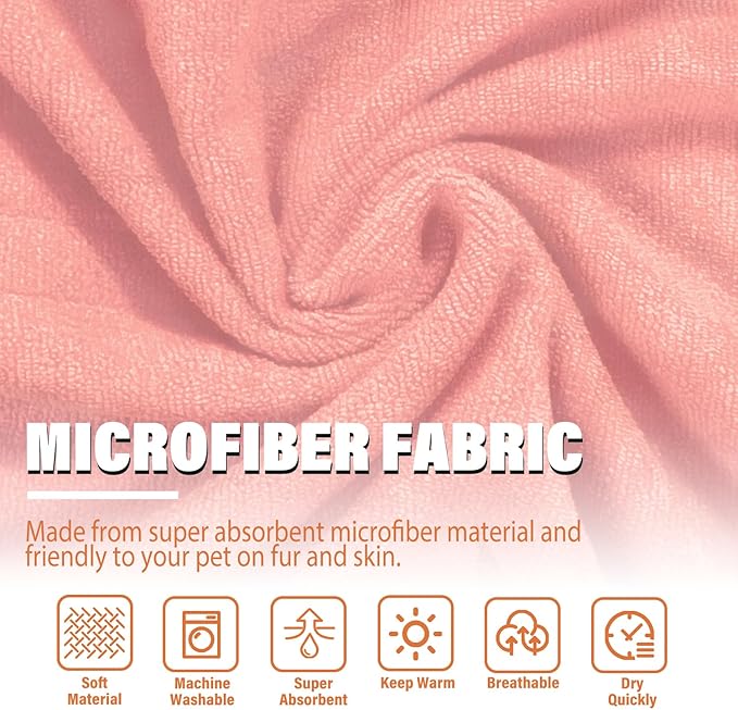HhiMyOct Dog Robe - Fast Drying Towel - Microfiber Super Absorbent Pet Bathrobe, Adjustable Collar & Belly Strap (Pink, XXX-Large)