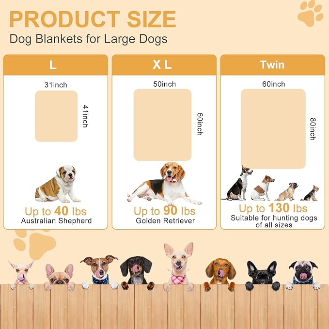 Gowyeg Dog Blanket, Soft Fleece Dog Blankets for Small Medium Dogs, Fluffy Flannel Pet Cat Puppy Blanket Mat Cover for Bed Couch, Cute Paw Print Throw Blanket for Dogs,Brown, 40"X30"