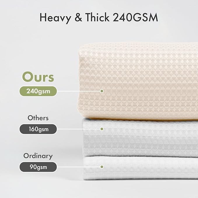 AmazerBath Waffle Shower Curtain, Heavy Duty Fabric Shower Curtain with Waffle Weave Hotel Quality Bathroom Curtains, 72 x 72 Inches (Cream Yellow)
