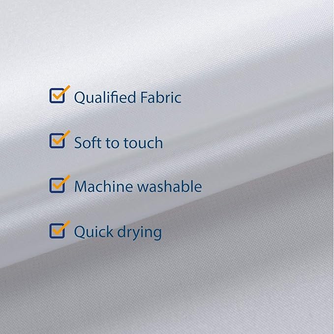 N&Y HOME Fabric Shower Curtain Liner Oversize 96 x 72 inches, Hotel Quality, Washable, Water Repellent, White Bathroom Curtains with Grommets, 96x72