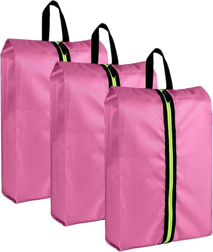 Eopres Shoe Bags for Travel - Set of 3 Pack Large Capacity Oxford Fabric Shoe Bags, Multi-Functional Dust-Proof and Waterproof Men & Women Travel Shoe Bag (Pink)