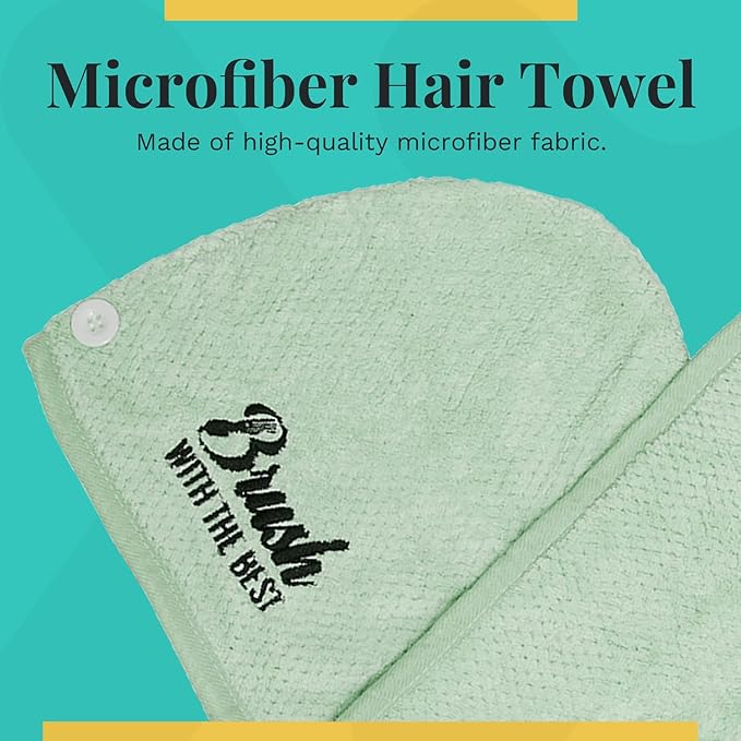 Felicia Leatherwood Microfiber Hair Towel Wrap - Quick Drying, Anti Frizz & Gentle on Hair - Easy to Use, Saves Time, Lightweight & Compact - for Curly, Long & Thick Hair - Men & Women - Mint