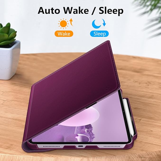 Fintie Rotating Case for iPad Air 13-inch (M3) 2025, (M2) 2024-360 Degree Swiveling Protective Stand Cover with Pencil Holder, Auto Wake/Sleep, Purple