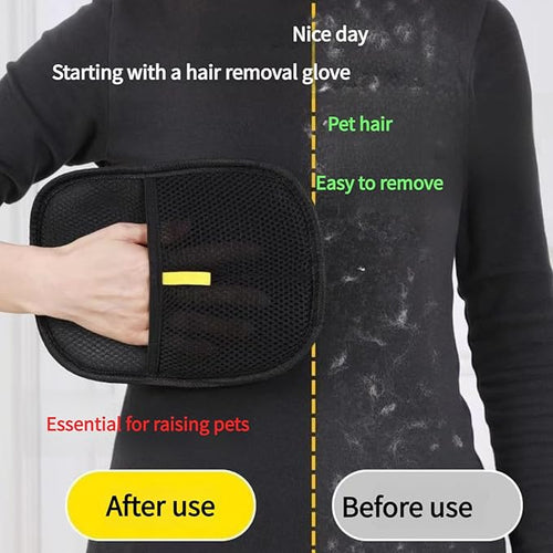2 Pcs Pet Hair Removal Glove,Upgraded Electrostatic Pet Hair Removal Gloves - Reusable Electrostatic Dog/Cat Hair Remover Mitt & Pet Grooming Gloves for Couch,Upgraded Pet Hair Remover Glove (Black)