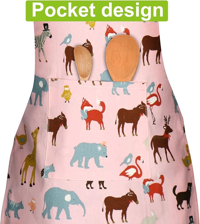 Jennice House Kids Aprons, Cotton Children Aprons with Adjustable Neck Strap Child Chef Aprons