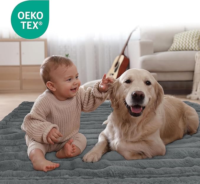ZAKAPAWS Waterproof Dog Blanket for Bed, Luxury Plush Washable Large Dogs Blankets for Furniture Protection, Super Soft Calming Pet Blanket for Indoors (Grey, 40"x50")