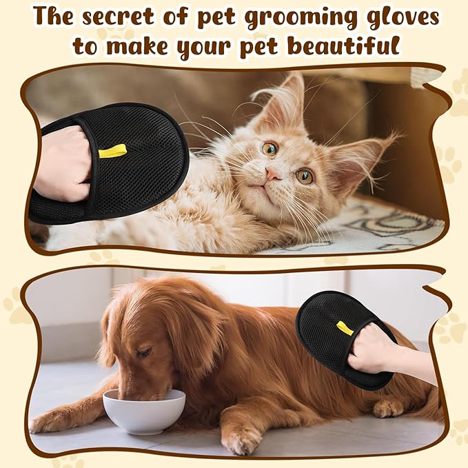 2 Pcs Pet Hair Removal Glove for Cats & Dogs: 2025-Clean Fast, Live Fur-Free. Electrostatic.