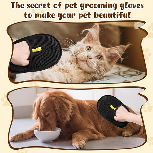 2 Pcs Pet Hair Removal Glove for Cats & Dogs: 2025-Clean Fast, Live Fur-Free. Electrostatic.