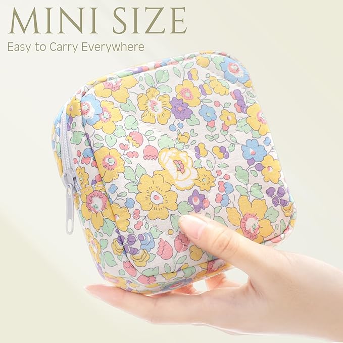 Paterr 10 Pcs Quilted Makeup Bag Bulk Cotton Floral Cosmetic Bag Women Girls Bridesmaid Gifts Cute Makeup Pouch Coquette Aesthetic Travel Toiletry Organizer(Floral Style,5.12 x 4.72 x 1.97 Inches)