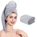Laojbaba Microfiber Hair Towel Quick Dry Hair Towel Hair Drying Towels Suitable for All Kinds of Hair Ultra Absorbent Long and Thick Hair 24X48inch Grey (1pcs)