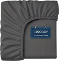 Lane Linen 100% Egyptian Cotton Twin XL Size Fitted Sheet Only (39"x81" + 15") - Elegant Sateen Weave, Ultra Soft, Breathable, Highly Durable, Deep Pockets Upto 17" - Swiss Dot Charcoal
