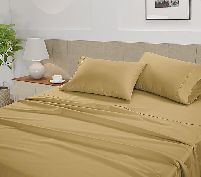 LANE LINEN King Sheet Set – 450 Thread Count Long-Staple 100% Cotton King Size Sheet Set, Sustainably Produced & Oeko-Tex Certified, Soft Silky Sateen Finish, 15" Deep Pocket Fitted Sheet – Cocoon