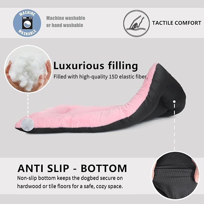 zihapgpzp 30 Inch Dog Crate Bed Pink for Medium Dogs Up to 30 lbs,Soft Cute Crate Pads for Dog Cages Washable & Anti-Slip Pet Kennel Pad for Dogs Cozy Sleeping Mat,30" x 19"