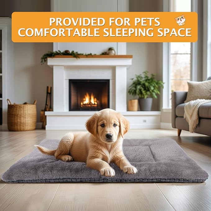 Vetasac Reversible Dog Bed Mat with Plush and Corn Velvet,Soft Warm Pet Cushion, Dual Purpose Washable Sleeping Mattress Bed for Small Medium Large Dog and Cat XB004 (18 * 13", Light Grey)