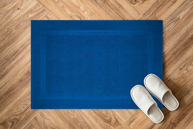 Infinitee Xclusives Premium Cotton Bath Mats for Bathroom – Pack of 2 | 34x22 Inches | Ultra Soft, Super Absorbent, Non-Slip, Machine Washable Mats (Tranquil Navy) [Not a Rug]