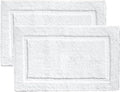 voyzz home Set of 2, Cotton Bathroom Bath Mat Rug White, 20" x32 INCH, Extra Soft, Non-Slip, Super Water Absorbent and Machine Washable for Bathroom, Floor, Tub & Shower