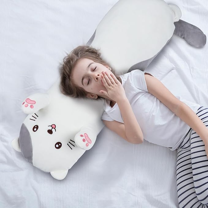 Dalmao 44 inch Giant Cat Stuffed Long Body Pillow, Jumbo Cat Stuffed Animal, Soft Plush Toy Cuddle Plushies Gift for Kids Boys Girls Birthday