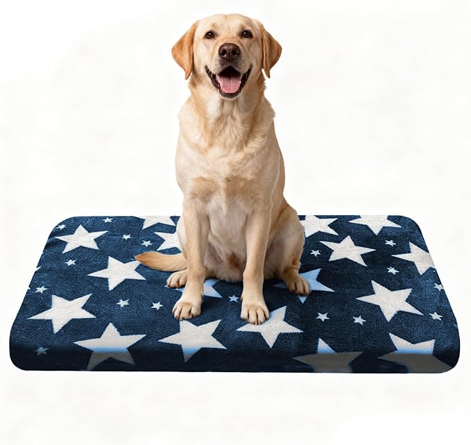 WITTOP Washable Dog Bed Plush Orthopedic Outdoor Crate Mat with Non-Slip Bottom,Luxe Soft Kennel Pad for Pets, Cozy Cage Cushion & Pet Sleeping Mattress Large Sized,Medium,Small Dogs,36 x 24 inch,Blue