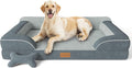 CWAWZ Jumbo Dog Bed for Extra Large Dogs, Orthopedic Dog Bed with Cooling Gel Memory Foam, Waterproof Pet Bed with Removable Washable Cover, 45" Pet Sofa Couch Dutch Velvet with Bone Toy, Dark Gray