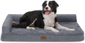 COZY KISS Orthopedic Dog Bed for Large Size Dog, XL Dogs Crate Bed, L Shaped Foam Anti-Slip Bottom Pet Cat Sofa with Washable Removable Cover, Suitable for Pet Up to 100 lbs, 42x30x7.5 inch, Grey