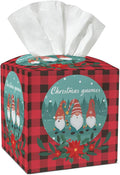 Christmas Gnomes Tissue Box Cover, Leather Tissue Holders Decorative for Home Office Kitchen Bathroom Organizer, Square Facial Paper Organizer Christmas Table Decor -037