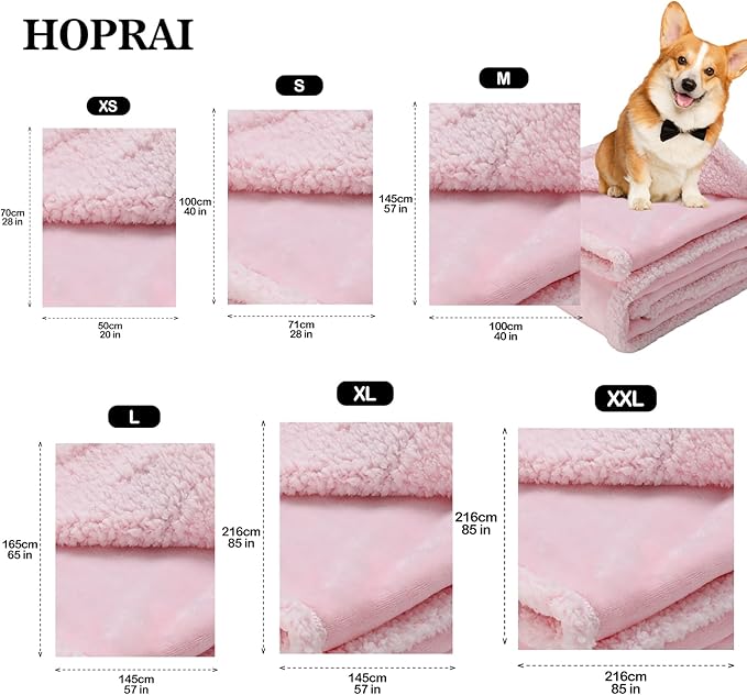 HOPRAI Dog Blanket, Waterproof Reversible Sherpa Fleece Throw Blanket, Furniture Cover for Bed, Couch, Sofa Protection from Liquid Pee and Pet Fur of Puppy, Cat (Pink S28*39inches)