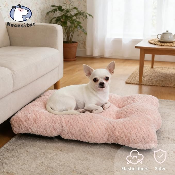 Necesitar 18 inch Dog Crate Bed Dog Mats for Sleeping,Up to 10 lbs Fluffy Pink Puppy Pad XXS