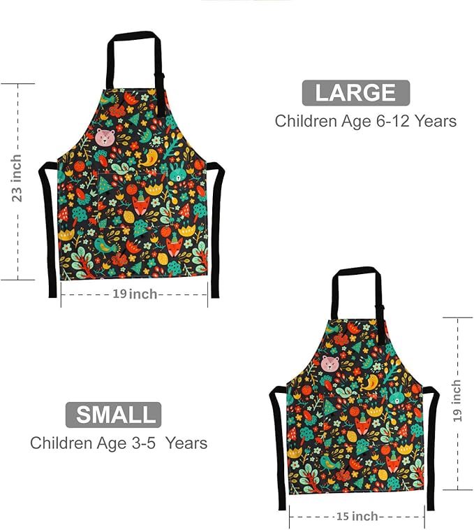Jennice House Kids Aprons, Cotton Children Aprons with Adjustable Neck Strap Child Chef Aprons
