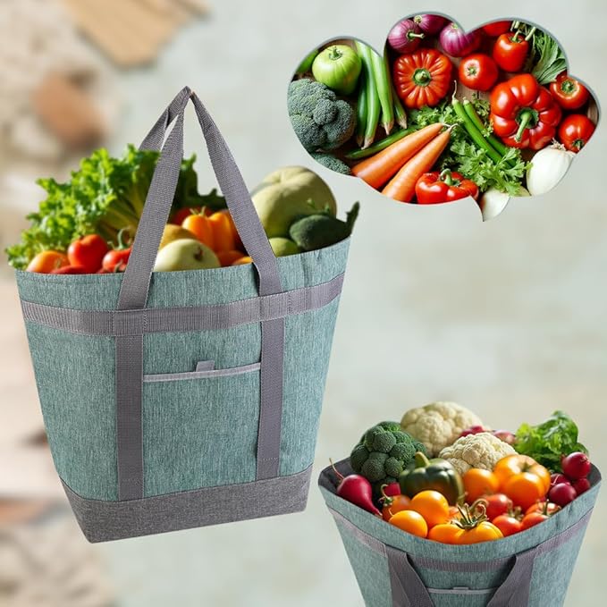 mosago Insulated Cooler Tote Bags, Soft Totes with Top Secure and Sided Pockets for Pizza Delivery Grocery Shopping Travel Beach, Large Leak Proof Food Delivery Bag Frozen/Thermal Foods, Collapsible