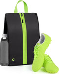 GLORIEROO Smell Proof Shoe Bags for Travel-Soccer Cleat Bag Smell Proof with Active Carbon Fabric | Odor-Absorbing Water-Resistant Track Shoe bags for Sports (Black with Green, UP TO US14)
