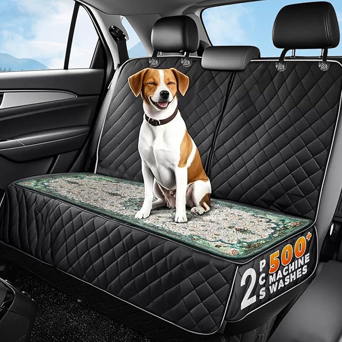 Hompet 2 Pack Waterproof & Absorbent Dog Car Seat Cover Mat, Fits Most Dog Car Hammocks, Washable Reusable Backseat Protector Pad, Quick Dry Leak-Proof Non-Slip Pet Travel Mat for Cars, 24.8"x54"