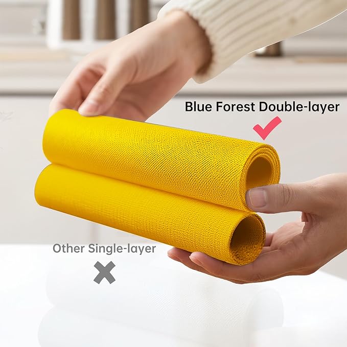 Blue Forest | Rectangular Faux Linen Placemats Set of 8 | Dual- Layered Thickened for Durability | Heat Resistant | Machine Washable | Wrinkle Free for Easy Care Indoor/Outdoor Use - Bright Yellow
