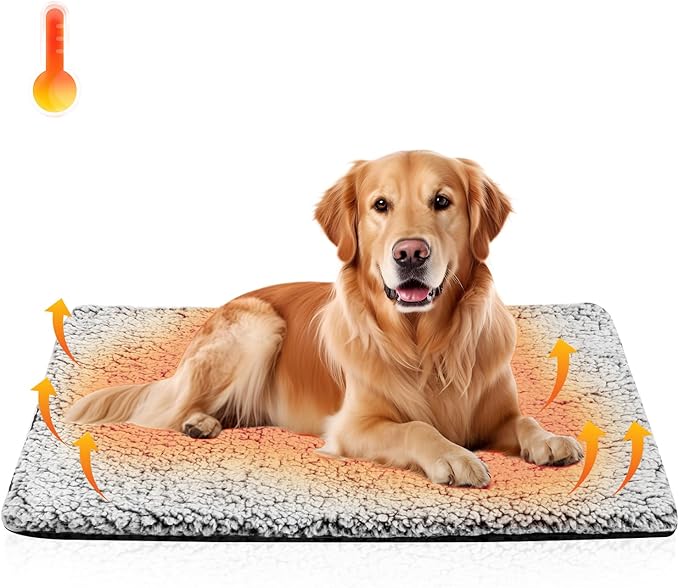 WONONE Self Warming Pet Pad, Super Soft Thermal Dog Crate Bed Pad for Crate, Sofa, Floor Washable Anti-Slip Self Warming Kennel Mat for Indoor Outdoor Dogs and Cats (LightGray, XL)