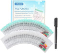 Serfeymi 72 Pcs Pill Pouch Bags for Travel Reusable Plastic Bags 3"x3" 12 mil (Double Sided) Translucent Zipper Pill Pouches for Medicine with Slide Lock & Writable Label, 1x Marker-Green+White