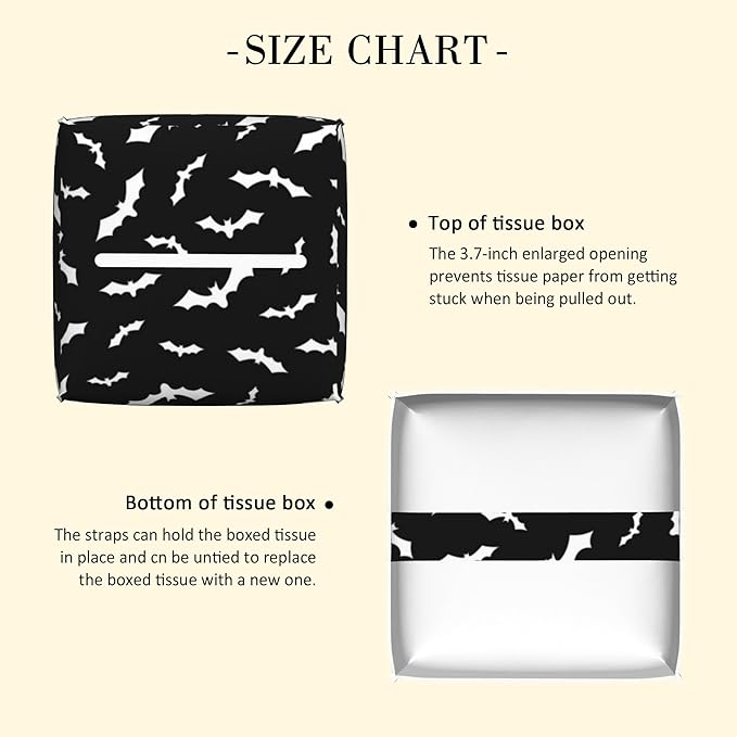 POIUBLE Halloween Bats Tissue Box Cover Leather Tissue Box Holder Square Facial Paper Organizer Dispenser for Bathroom Kitchen Bedroom Vanity Countertop Night Stands