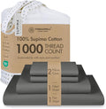 Threadmill Luxury Supima Cotton Sheets, Luxury 1000 Thread Count 100% Soft Cotton Sheets for Full Size Bed, 4 Pc Dark Grey Bed Sheets Full Set, 5-Star Hotel Quality Deep Pocket Bed Sheets Set