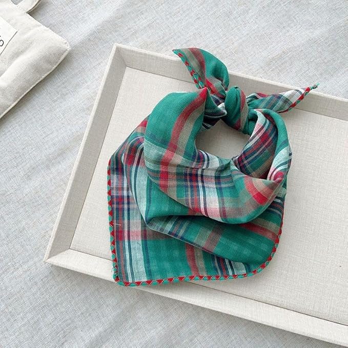Pemilosci Double Layers Two Tones Dog Cotton Square Bandana Bibs Scarf Kerchief for Small Medium Dogs Boy or Girl - DCB20 G&R