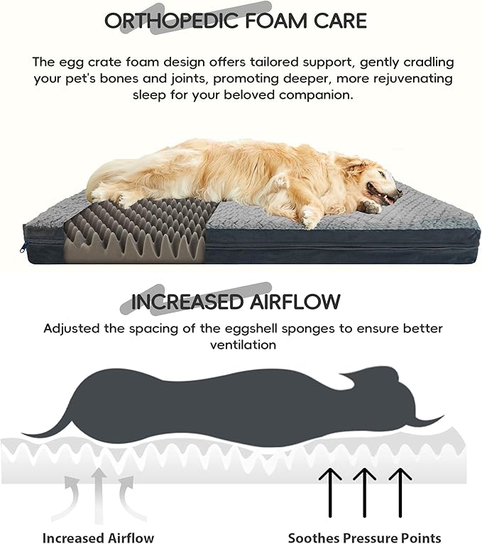 Sytopia Washable 36" Dog Bed for Large Dogs – Double-Sided Plush, Waterproof, Removable Cover, Thick Orthopedic Support, Durable Multi- Size Comfort Clearance Indoor Flat Dog, Dark Grey