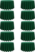 10-Pack Hunter Green Round Tablecloths, 108 Inches, Stain-Resistant Polyester for 4-5 Ft Round Tables - Washable Table Covers for Weddings, Banquets, Birthday Parties, Events