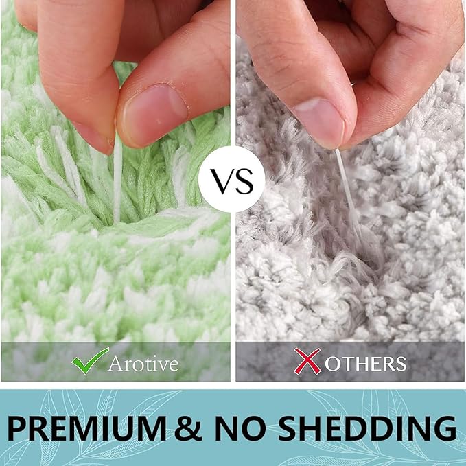 Arotive Microfiber Bathroom Rugs, Shaggy Soft and Absorbent Bath Rug, Non-Slip, Thick Plush Machine Washable Dry Bath Mats for Bathroom, Tub and Shower, 24x16, Sage Green, Rectangular