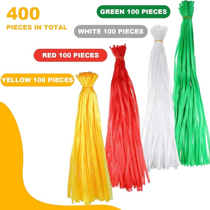 400 Pcs Reusable Mesh Produce Bags, Onion Fruits Net Bags and Seafood Boil Bag for Crab Clam Crawfish, Mesh Storage Bag for Grocery Shopping Storage of Fruits Vegetable Seafood Garden Produce,3 Sizes