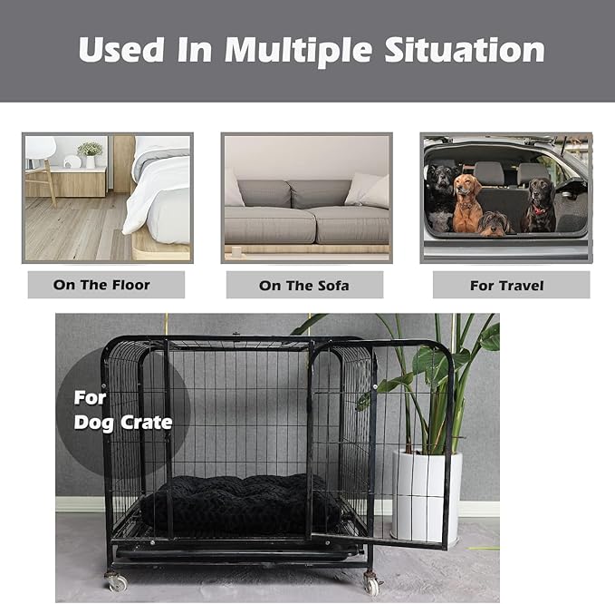 Black Dog Bed for Small Crate Washable 24 Inch Dog Crate Bed Soft and Fluffy with Anti-Slip Pet Sleeping Pillow Cushion Up to 25 lbs Puppy or Cat,24x18