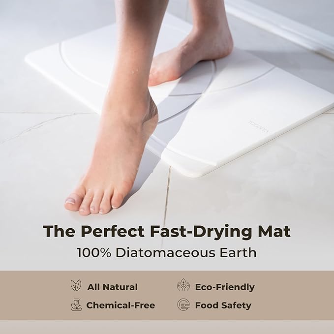 TOSORO - Stone Bath Mat, Diatomaceous Earth Non-Slip Stone Shower Mat - Quick Drying Absorbent Bath Mats for Bathroom - Elegant & Modern Design, Easy to Clean (23.5 x 15) - Sandstone
