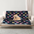 Gowyeg Dog Blankets for Large Dogs, 50"x40" Blanket Washable, Fuzzy Soft Pet Mat Throw Cover for Kennel Crate Bed, Cute Paw Pattern, Cat Blanket, Gifts Medium Small Pet Essentials, Navy Blue