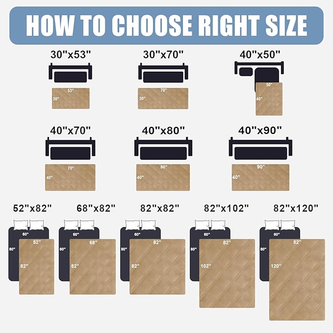 Smiry Waterproof Dog Bed Cover Blanket 40x80, Soft Reversible Pet Blanket, Washable Leakproof Cats Dogs Couch Cover for Sofa, Couch, Furniture, Lattice, Camel/Camel