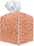 Leopard Square Tissue Box Holder Cover, Tissue Cube Box Organizer for Bathroom, Living Room, Office, Countertop, Car, Night Stands, Modern Home Desk Tabletop Decor - A02